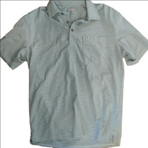 Fish Hippie Men's Small Polo Shirt - Light Blue Stripes